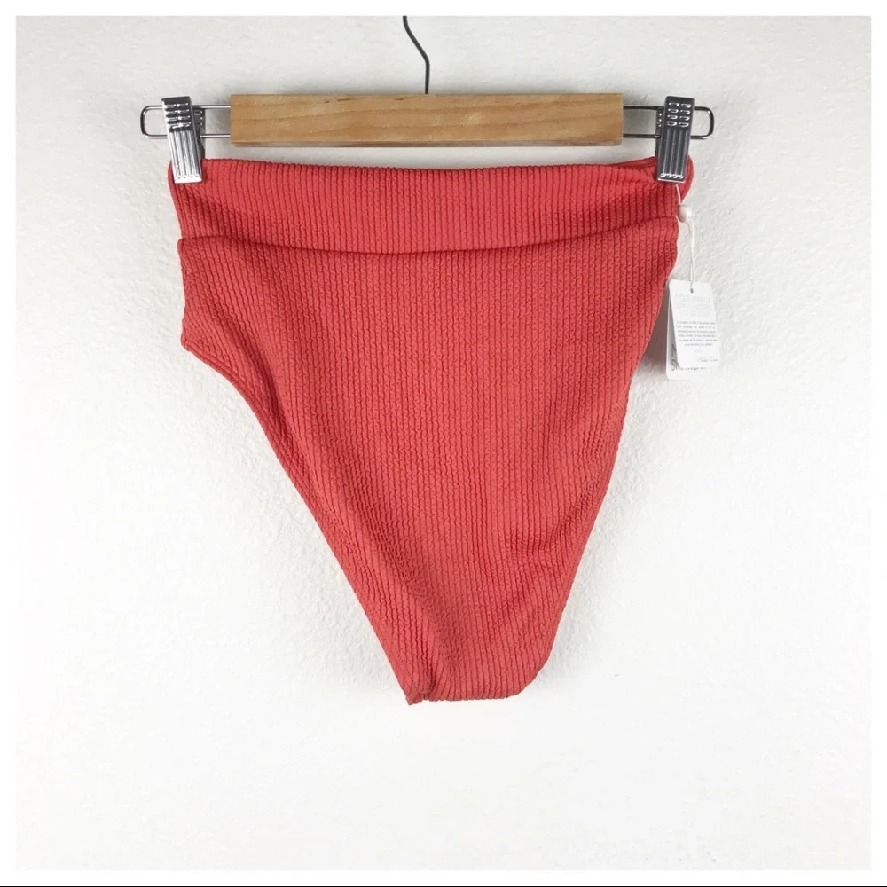 Monday Swimwear Red Ribbed High-Waist Bikini
